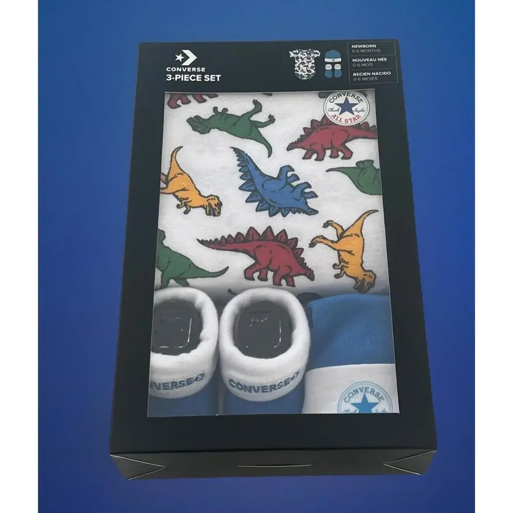 Converse Dinosaur 🦖 3 Piece Set Newborn 0-6 months Brand New